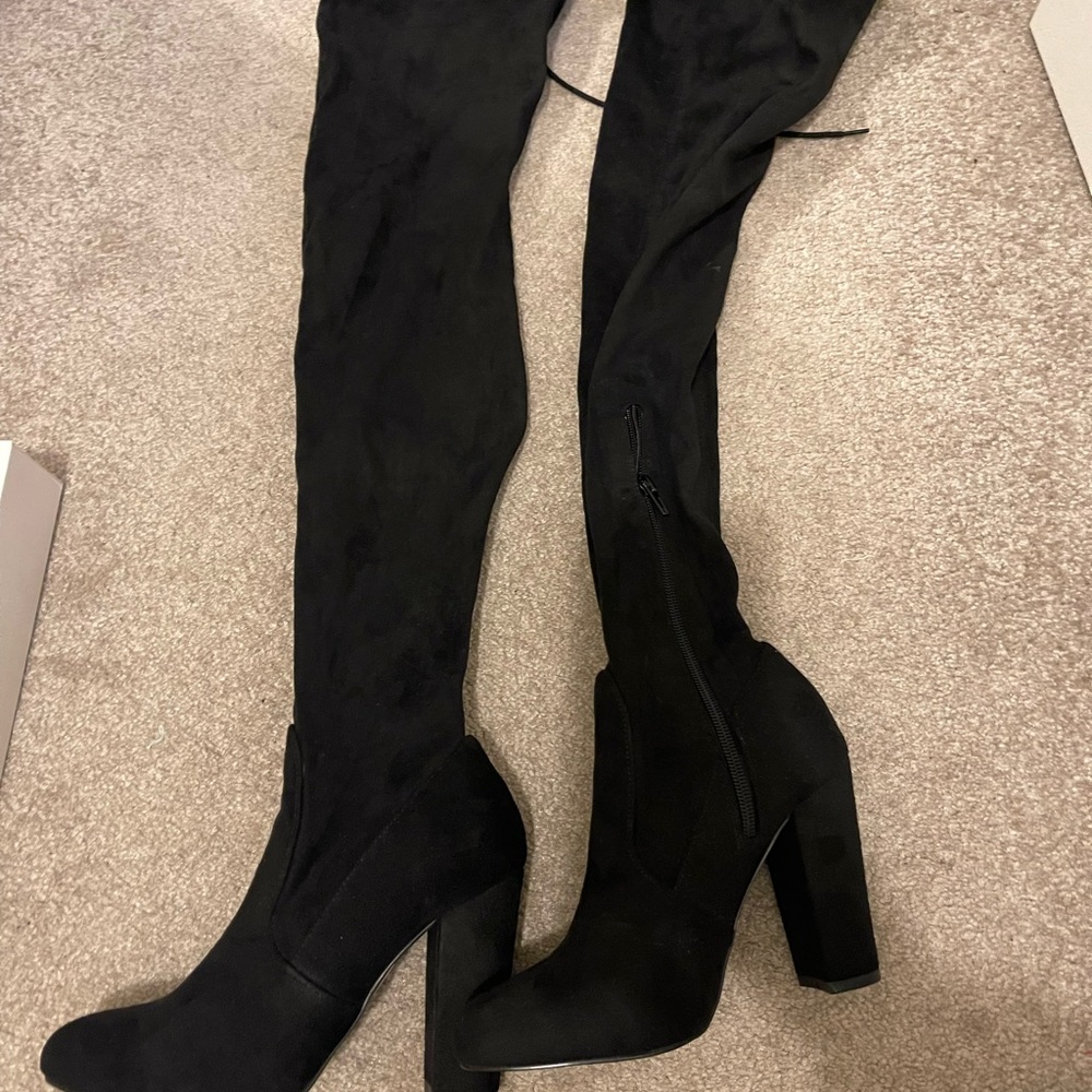So Much Yes Black Suede Over the Knee Boots size 7